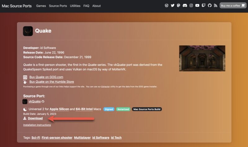Cổng tải xuống Quake 1