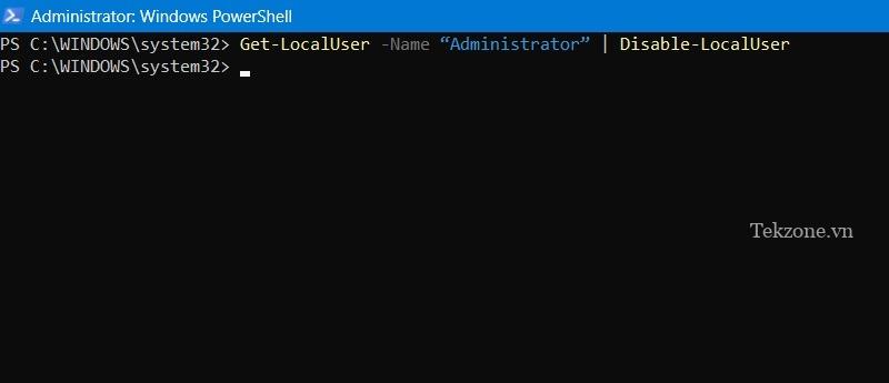 Vô hiệu hóa tài khoản quản trị viên cấp cao trong Windows PowerShell