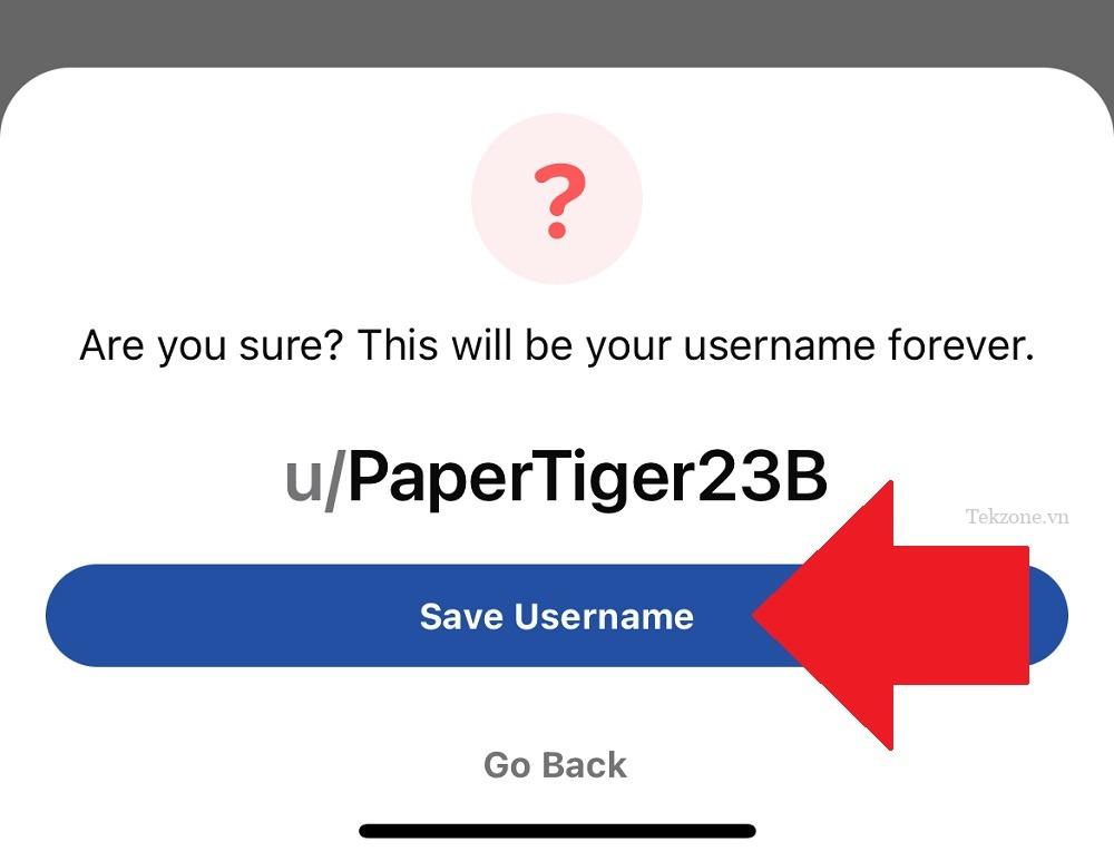 Reddit Mobile lưu tên người dùng và nhấp vào ok