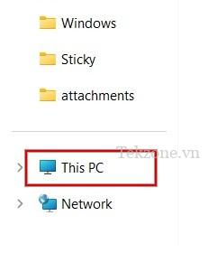 Nhấp vào "PC này" trong File Explorer.