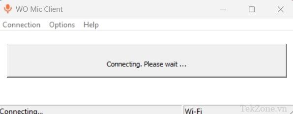 Ứng dụng khách WO Mic trong Windows hiển thị là "Đang kết nối".