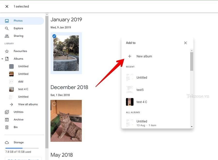 Google Photos Pc Thêm vào album mới