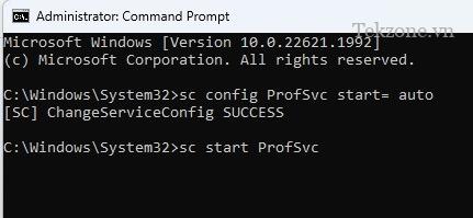 Chạy lệnh "sc start" trong cmd.