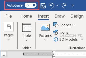 Đã bật bật tắt Lưu tự động trong Word