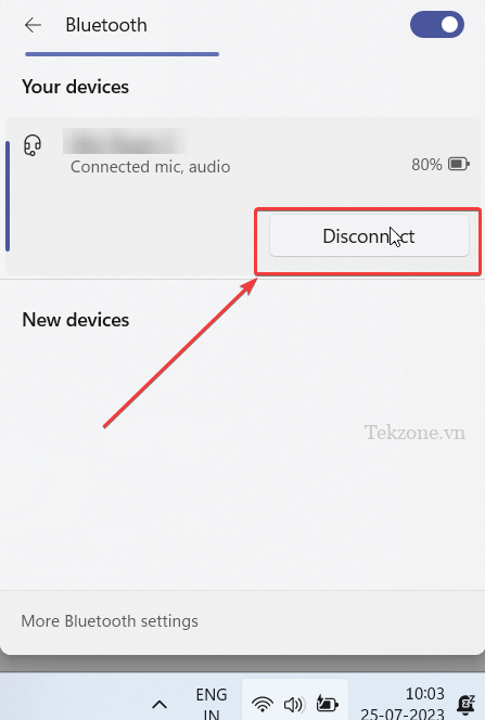 ngắt kết nối tai nghe Bluetooth