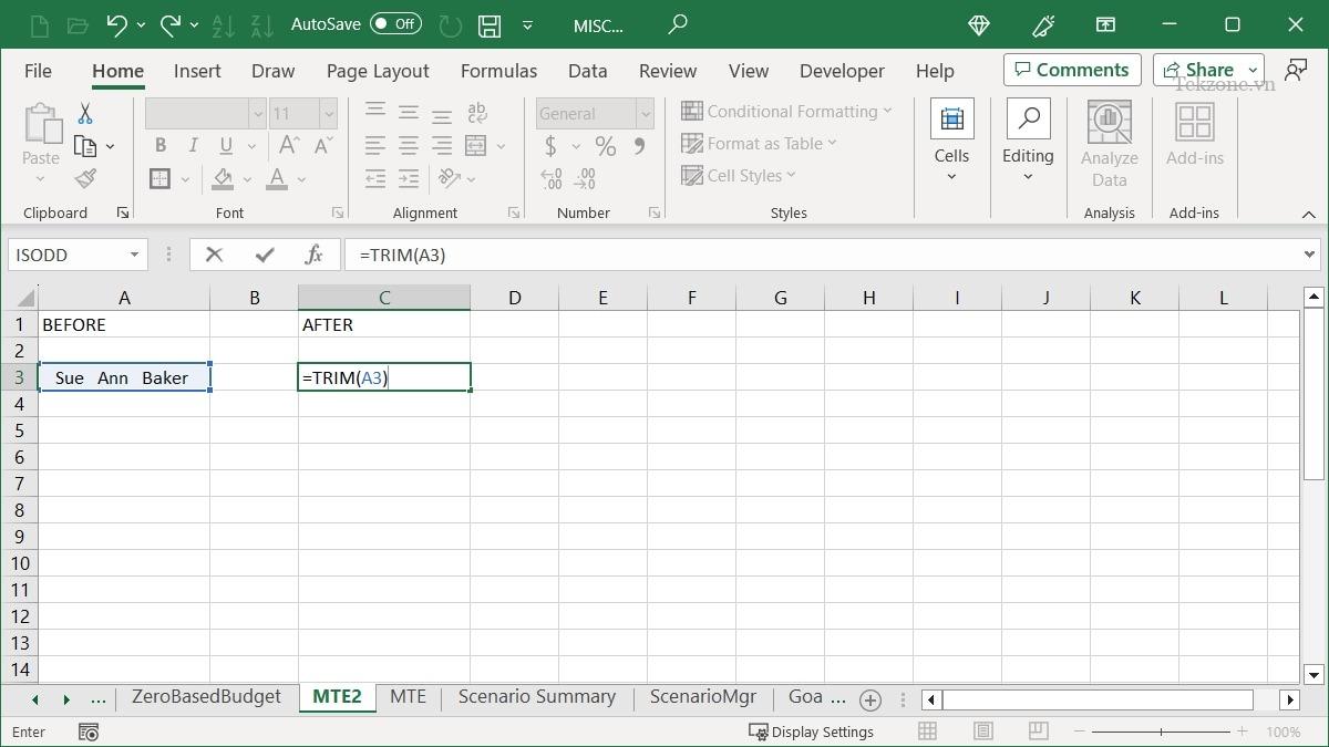 Cắt công thức trong Excel