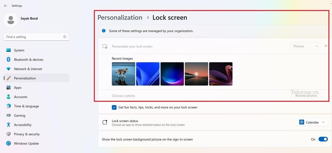 Màn hình khóa bị tắt trong Windows 11 do lỗi "một số cài đặt này do tổ chức quản lý".