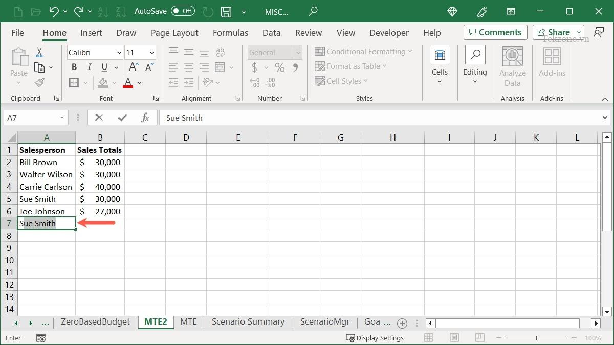 Đề xuất nhập dữ liệu trong Excel
