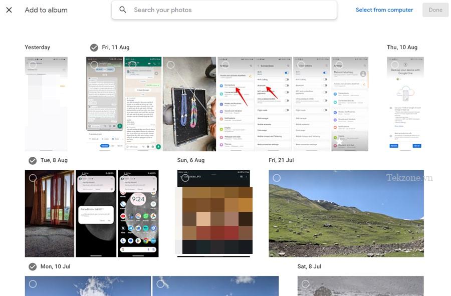 Google Photos Album máy tính Thêm hình ảnh