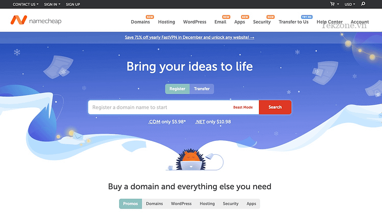 Namecheap là một giải pháp thay thế Google Domains tuyệt vời.