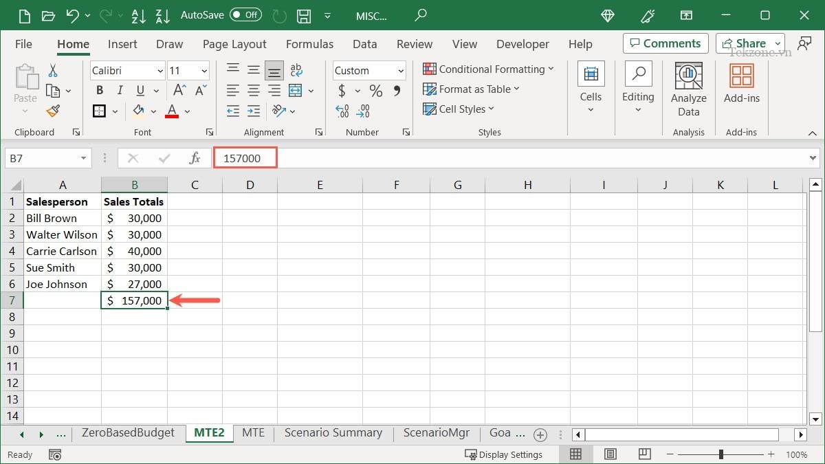 Giá trị tĩnh được dán trong Excel