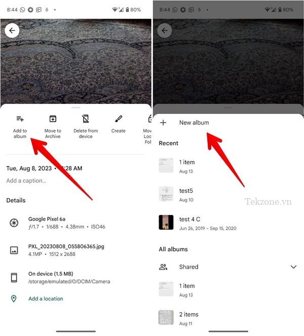 Google Photos Mobile Thêm vào album