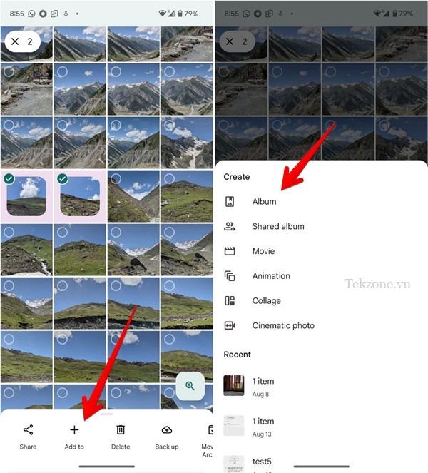 Google Photos Mobile Thêm Anbom Mới