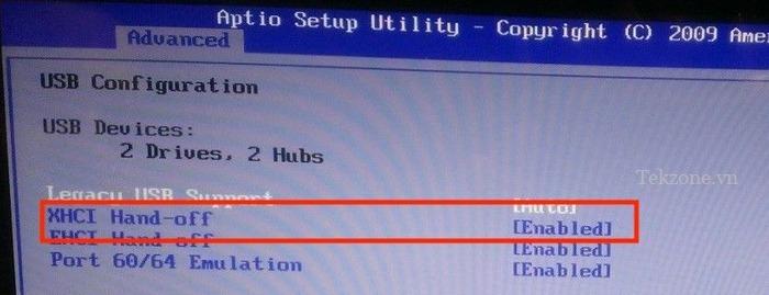 Kích hoạt tính năng tắt Xhci
