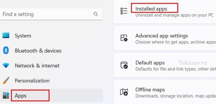 Truy cập "Ứng dụng đã cài đặt" thông qua Cài đặt Windows.