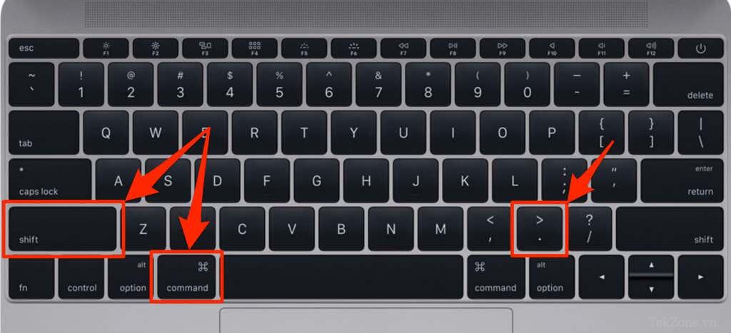 Shift + Lệnh + >