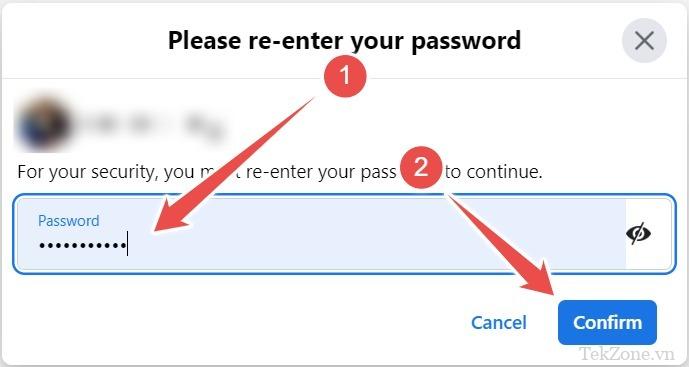 Nhập lại mật khẩu trên Facebook khi tải file