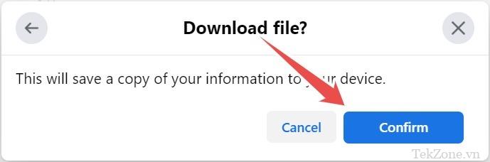 Xác nhận bạn muốn tải file trên Facebook