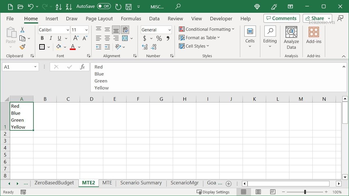 Ngắt dòng trong Excel