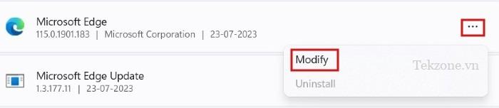 Nhấp vào biểu tượng ba chấm và chọn "Sửa đổi".