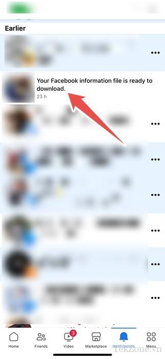 Thông Báo Thông Báo File Thông Tin Facebook Đã Sẵn Sàng Tải Về Trong Ứng Dụng Facebook Trên Iphone