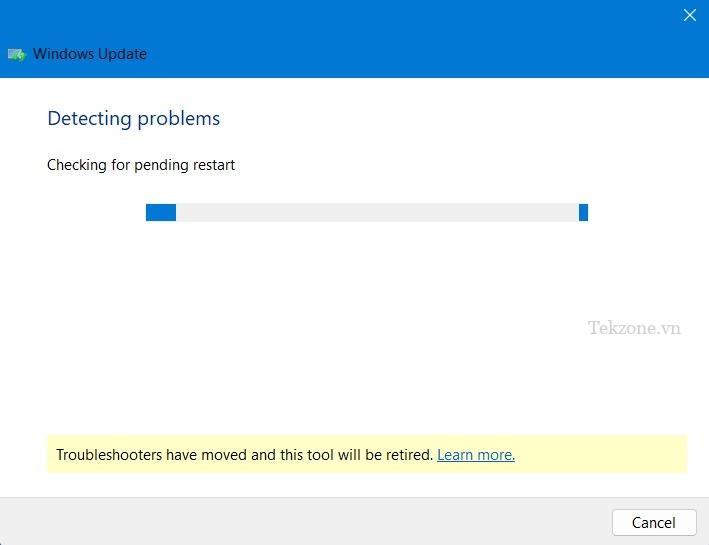 Trình khắc phục sự cố Windows Update phát hiện mọi sự cố đang chờ xử lý.