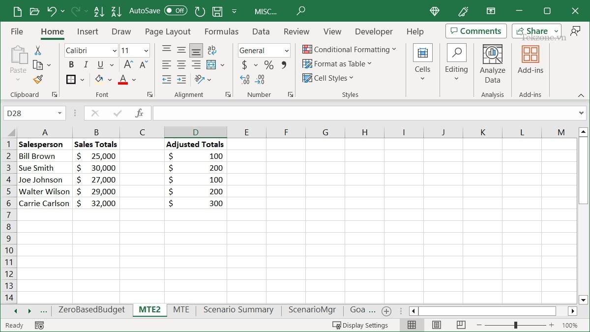 Các số cần thêm trong Excel