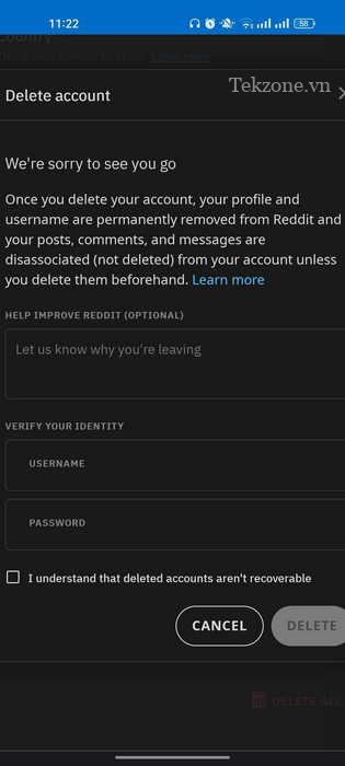 Xóa tài khoản Reddit trên Android qua Chrome