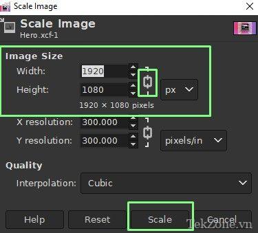 Thay đổi kích thước hình ảnh trong GIMP
