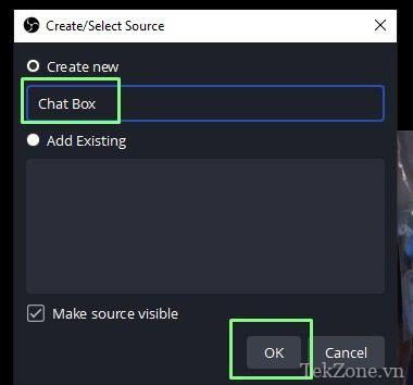 Cách thêm trò chuyện vào OBS