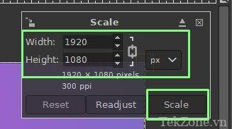 Thay đổi kích thước hình ảnh trong GIMP