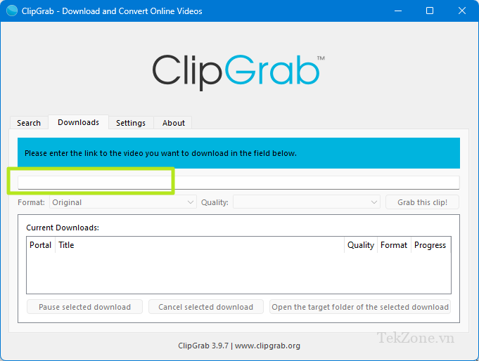 ClipGrab Sao chép và dán trường