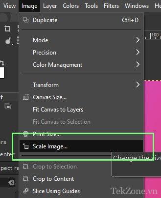 Thay đổi kích thước hình ảnh trong GIMP