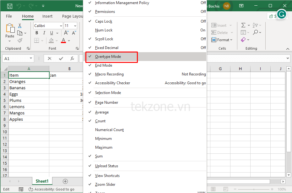 Cách sử dụng và tùy chỉnh thanh trạng thái trong Microsoft Excel hình 12