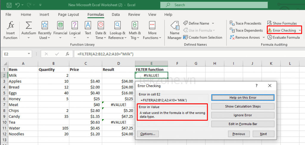 Cách khắc phục lỗi #VALUE!  Lỗi Microsoft Excel hình 11