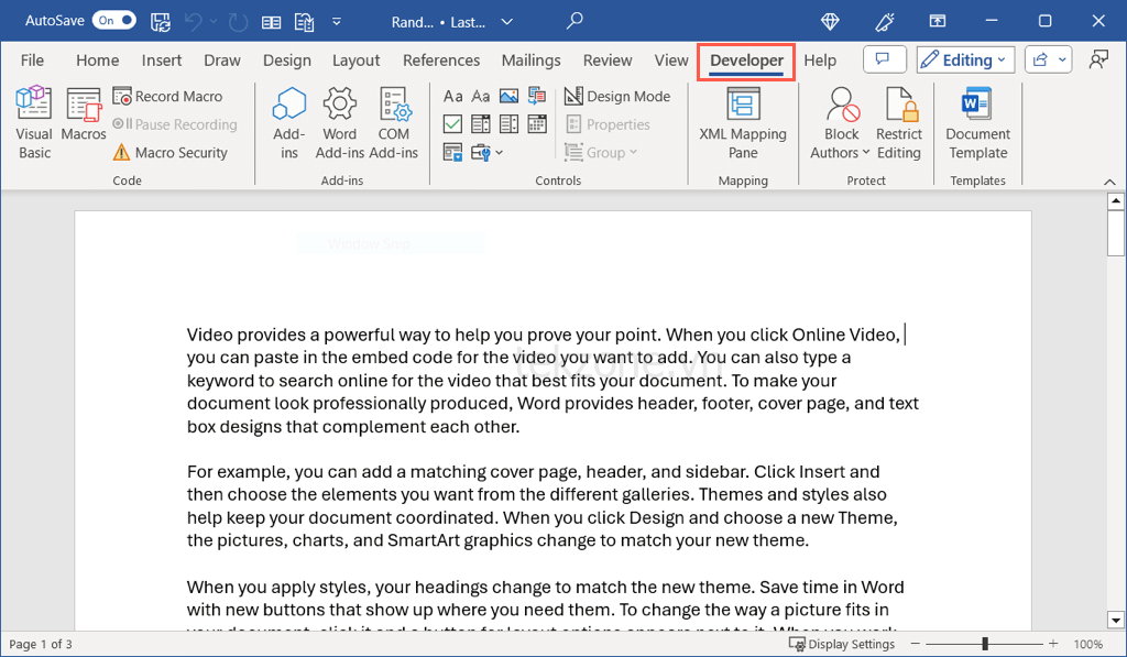 Cách thêm và hiển thị tab nhà phát triển trong Microsoft Word hình 3