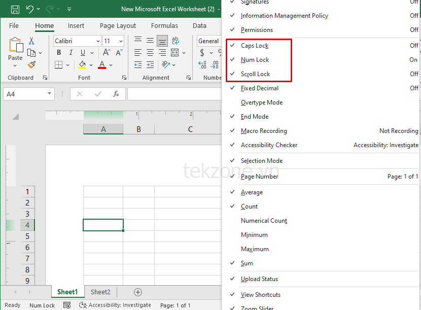 Cách sử dụng và tùy chỉnh thanh trạng thái trong Microsoft Excel hình 11