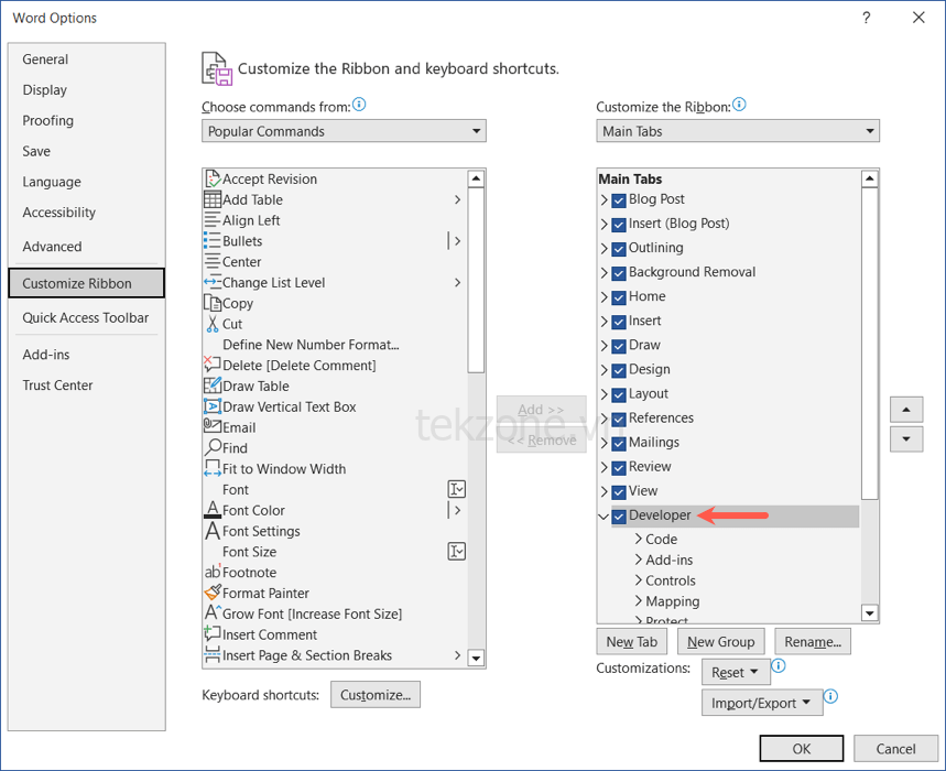 Cách thêm và hiển thị tab nhà phát triển trong Microsoft Word hình 1