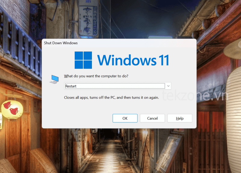 Khởi động lại Windows bằng Alt F4